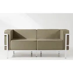 Lauko sofa TRIGO 2, balta/smėlio, 164x69x70 cm