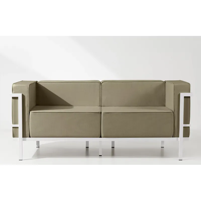 Lauko sofa TRIGO 2, balta/smėlio, 164x69x70 cm