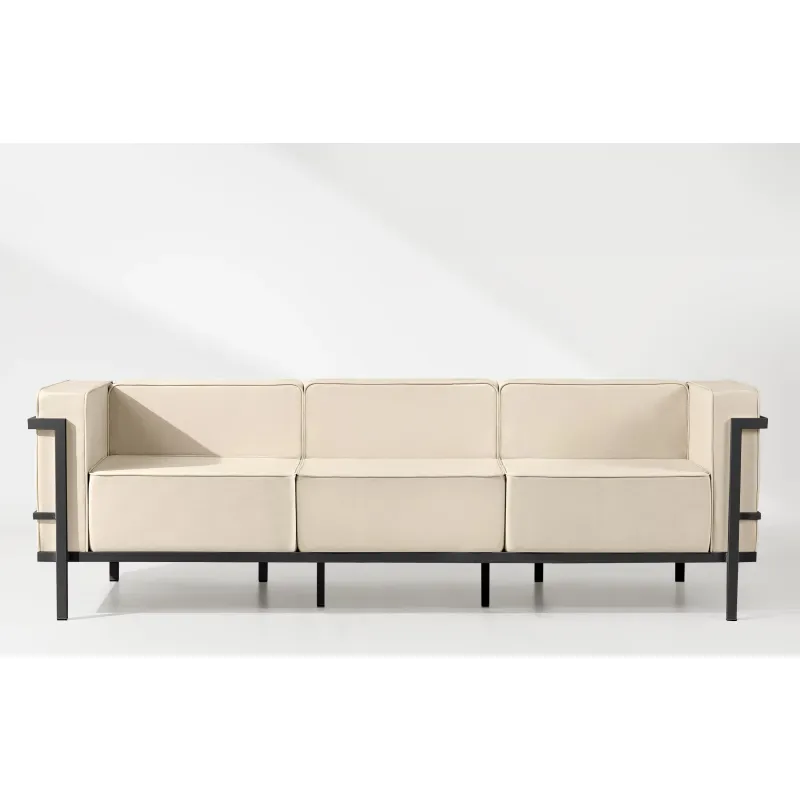 Lauko sofa TRIGO 3, pilka/kreminė, 229x69x70 cm