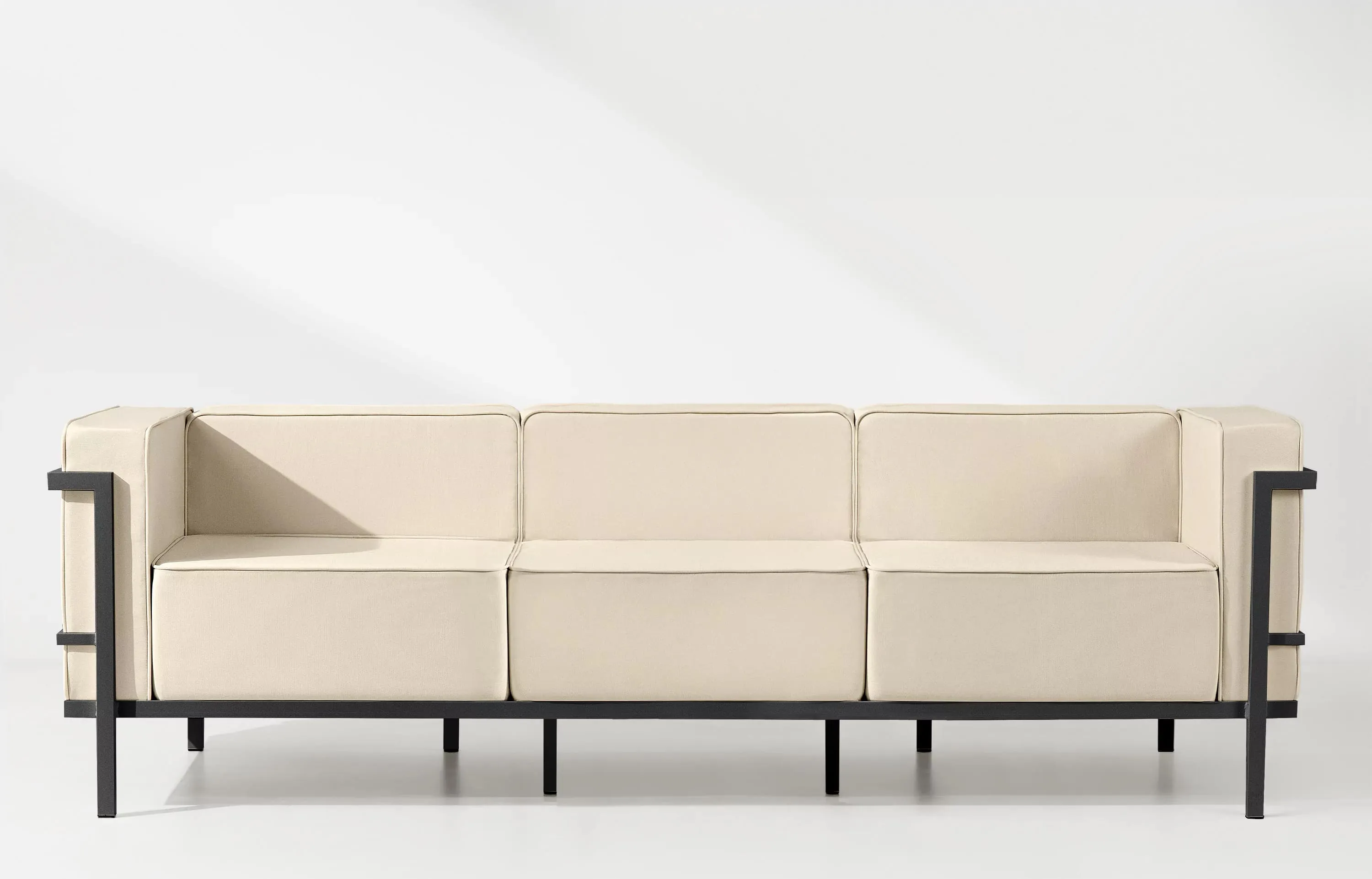 Lauko sofa TRIGO 3, pilka/kreminė, 229x69x70 cm