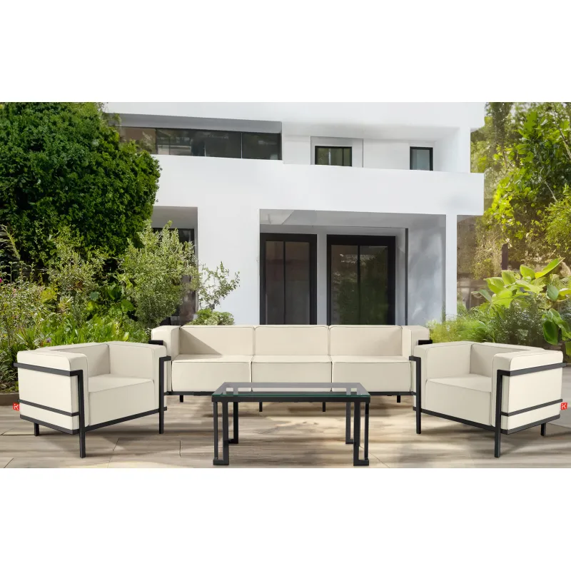 Lauko sofa TRIGO 3, pilka/kreminė, 229x69x70 cm