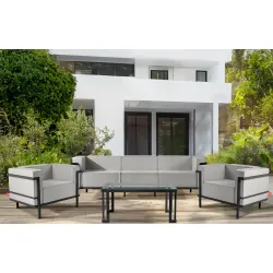 Lauko sofa TRIGO 3, pilka/šviesiai pilka, 229x69x70 cm