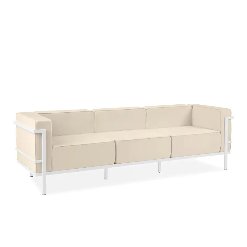 Lauko sofa TRIGO 3, balta/kreminė, 229x69x70 cm