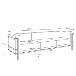 Lauko sofa TRIGO 3, balta/kreminė, 229x69x70 cm