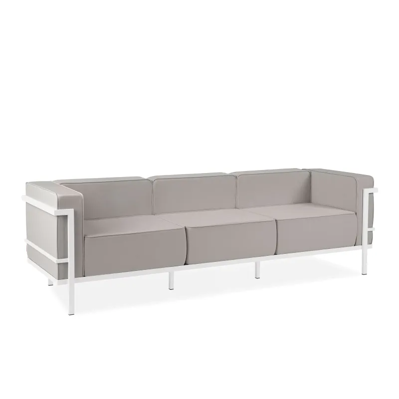 Lauko sofa TRIGO 3, balta/šviesiai pilka, 229x69x70 cm