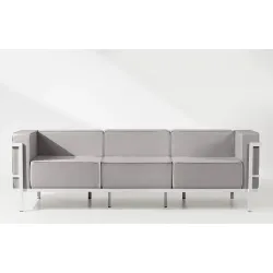 Lauko sofa TRIGO 3, balta/šviesiai pilka, 229x69x70 cm