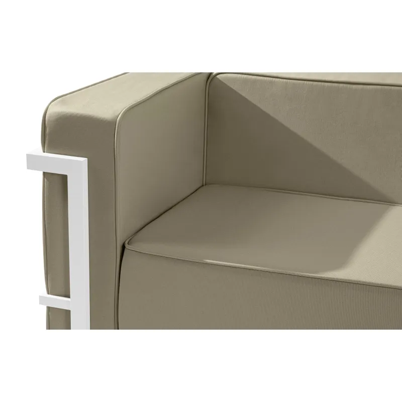 Lauko sofa TRIGO 3, balta/smėlio, 229x69x70 cm