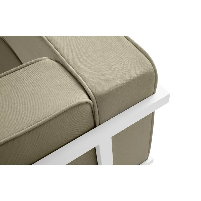 Lauko sofa TRIGO 3, balta/smėlio, 229x69x70 cm