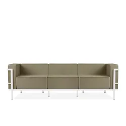 Lauko sofa TRIGO 3, balta/smėlio, 229x69x70 cm