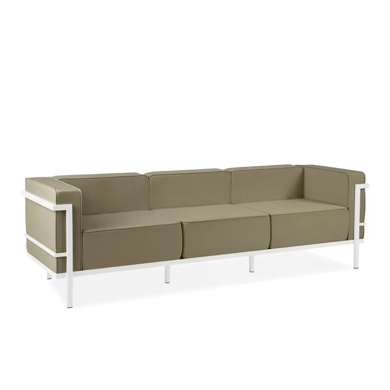 Lauko sofa TRIGO 3, balta/smėlio, 229x69x70 cm