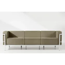 Lauko sofa TRIGO 3, balta/smėlio, 229x69x70 cm