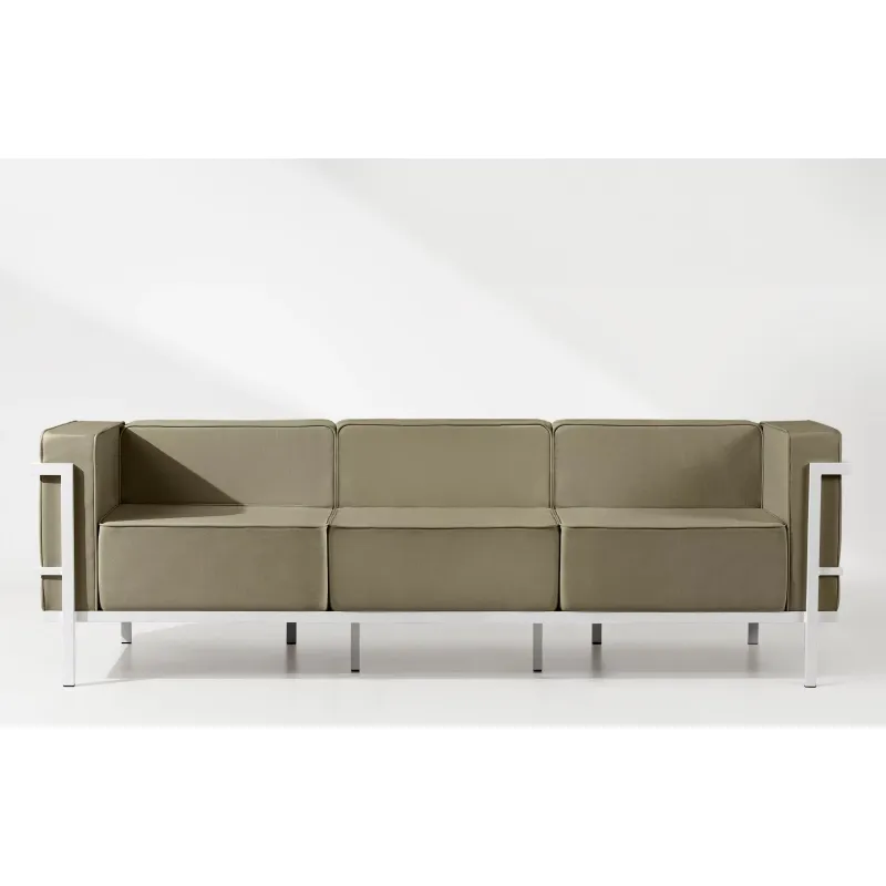 Lauko sofa TRIGO 3, balta/smėlio, 229x69x70 cm