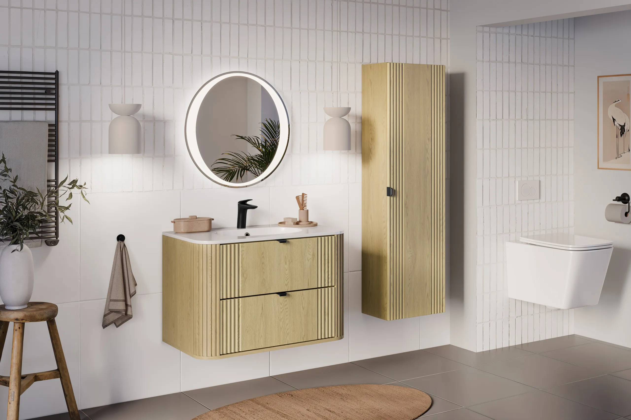 Pakabinama vonios spintelė su praustuvu 828A OVAL CREMO