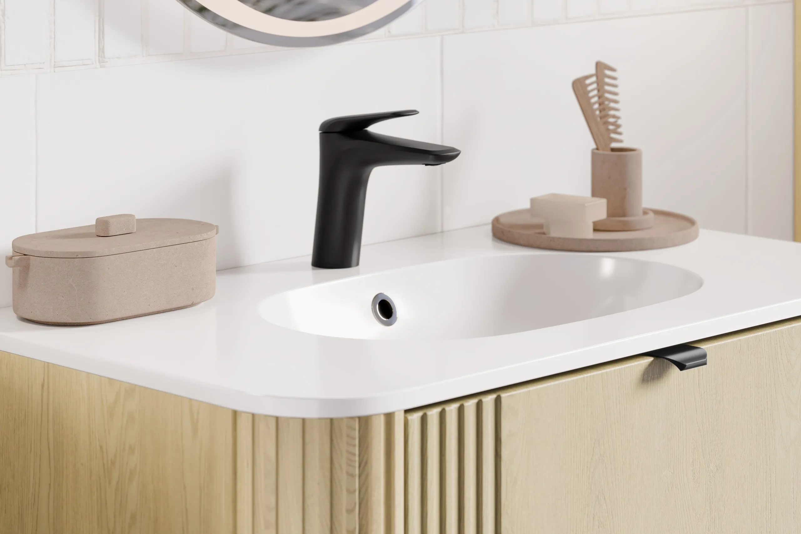 Pakabinama vonios spintelė su praustuvu 828A OVAL CREMO