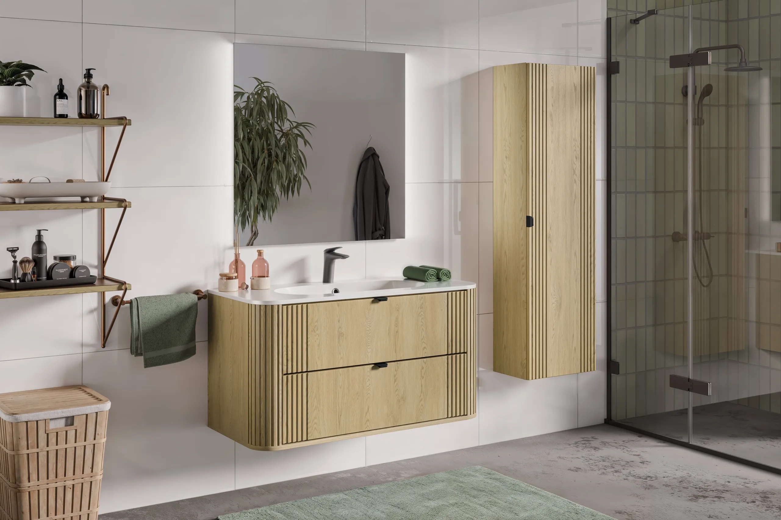 Pakabinama vonios spintelė su praustuvu 821A OVAL CREMO