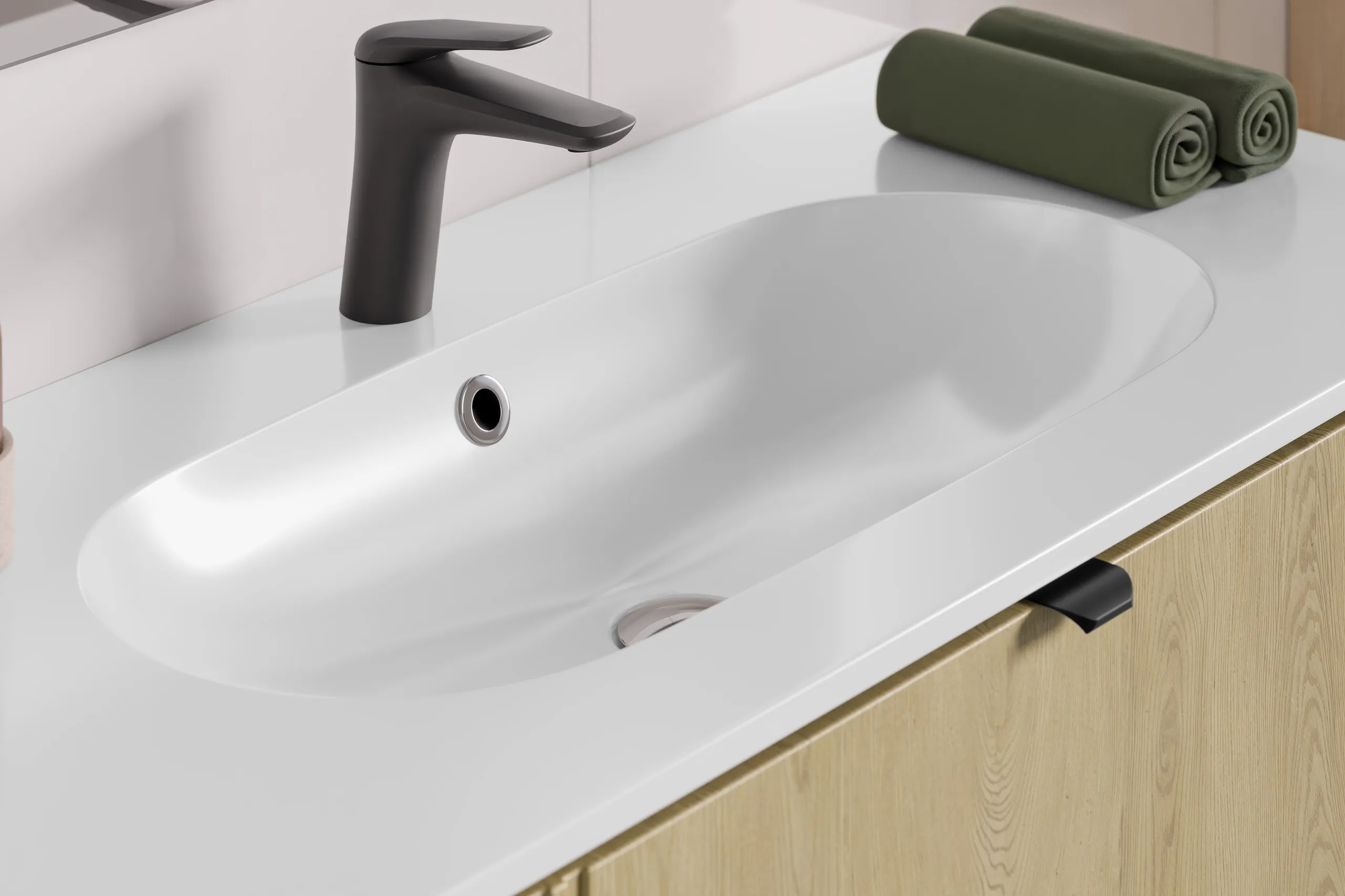 Pakabinama vonios spintelė su praustuvu 821A OVAL CREMO