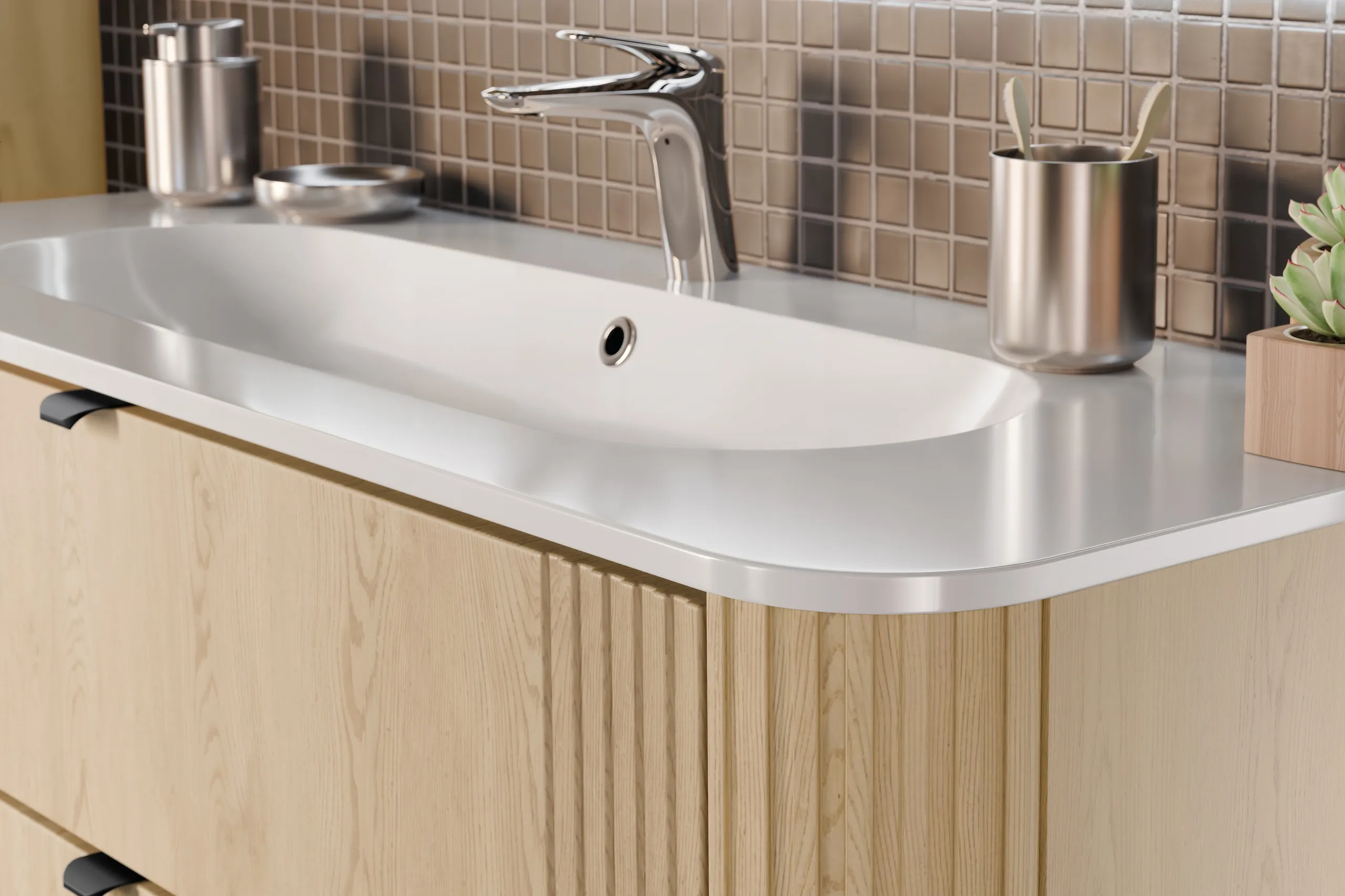 Pakabinama vonios spintelė su praustuvu 822A OVAL CREMO