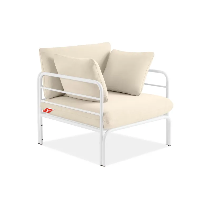 Lauko fotelis RAMBI, baltas/kreminis, 79x80x80 cm