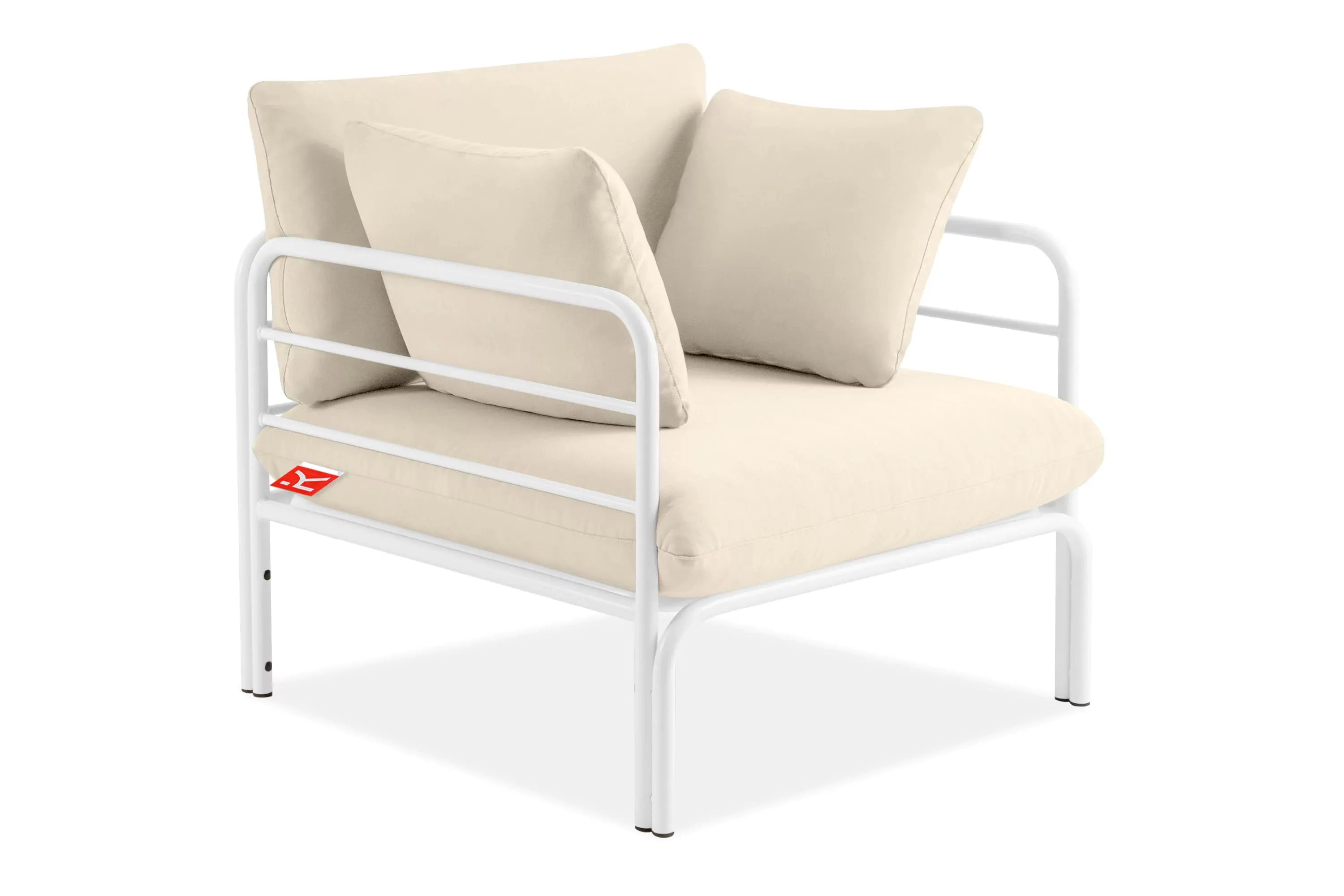 Lauko fotelis RAMBI, baltas/kreminis, 79x80x80 cm