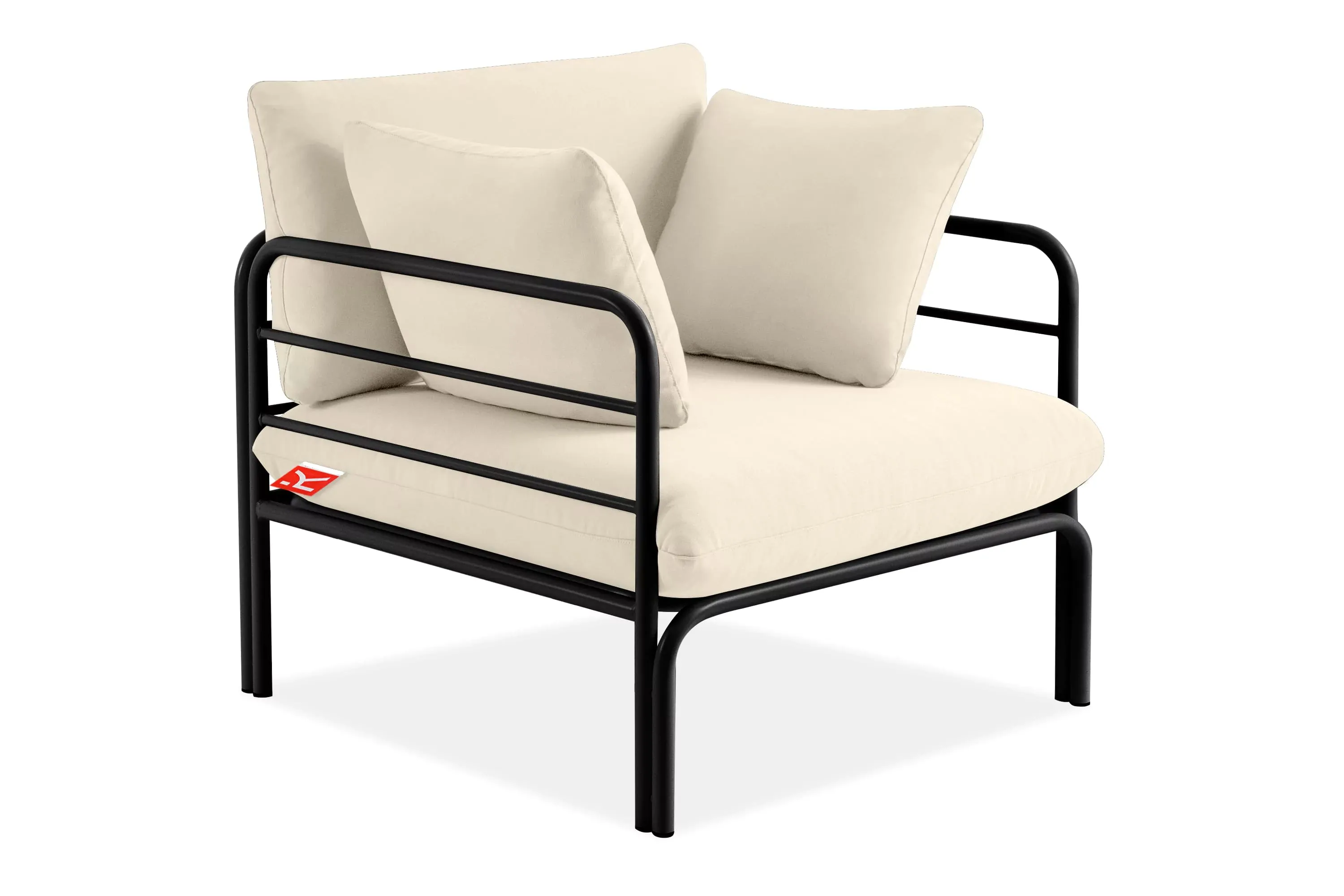 Lauko fotelis RAMBI, juodas/kreminis, 79x80x80 cm