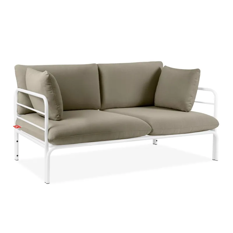 Lauko sofa RAMBI 2, balta/smėlio, 150x80x80 cm