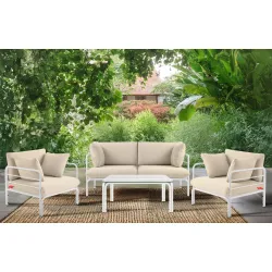 Lauko sofa RAMBI 2, balta/kreminė, 150x80x80 cm