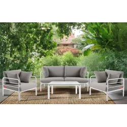 Lauko sofa RAMBI 2, balta/pilka, 150x80x80 cm