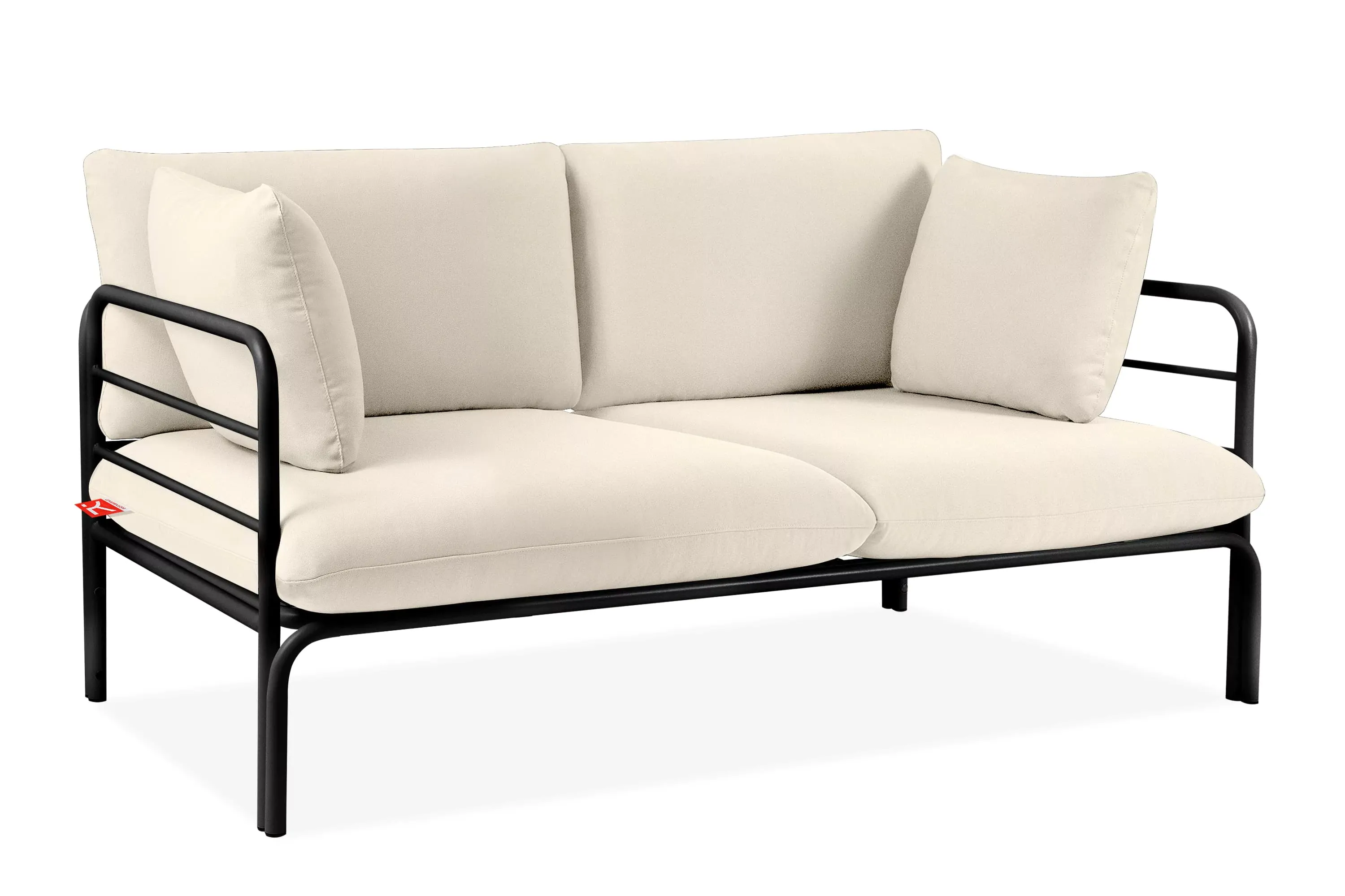 Lauko sofa RAMBI 2, juoda/kreminė, 150x80x80 cm