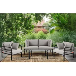 Lauko sofa RAMBI 2, juoda/pilka, 150x80x80 cm