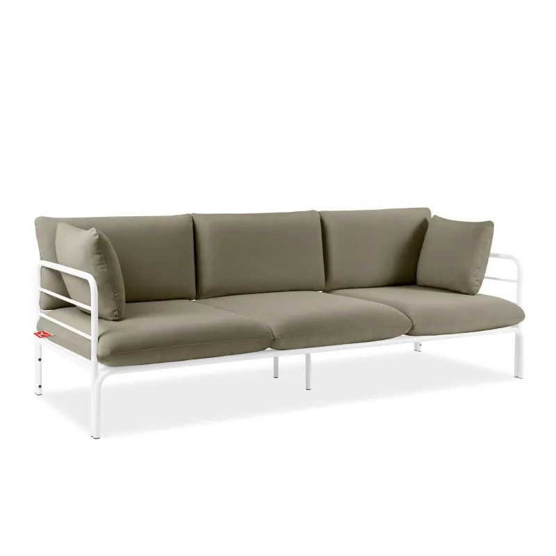 Lauko sofa RAMBI 3, balta/smėlio, 225x80x80 cm