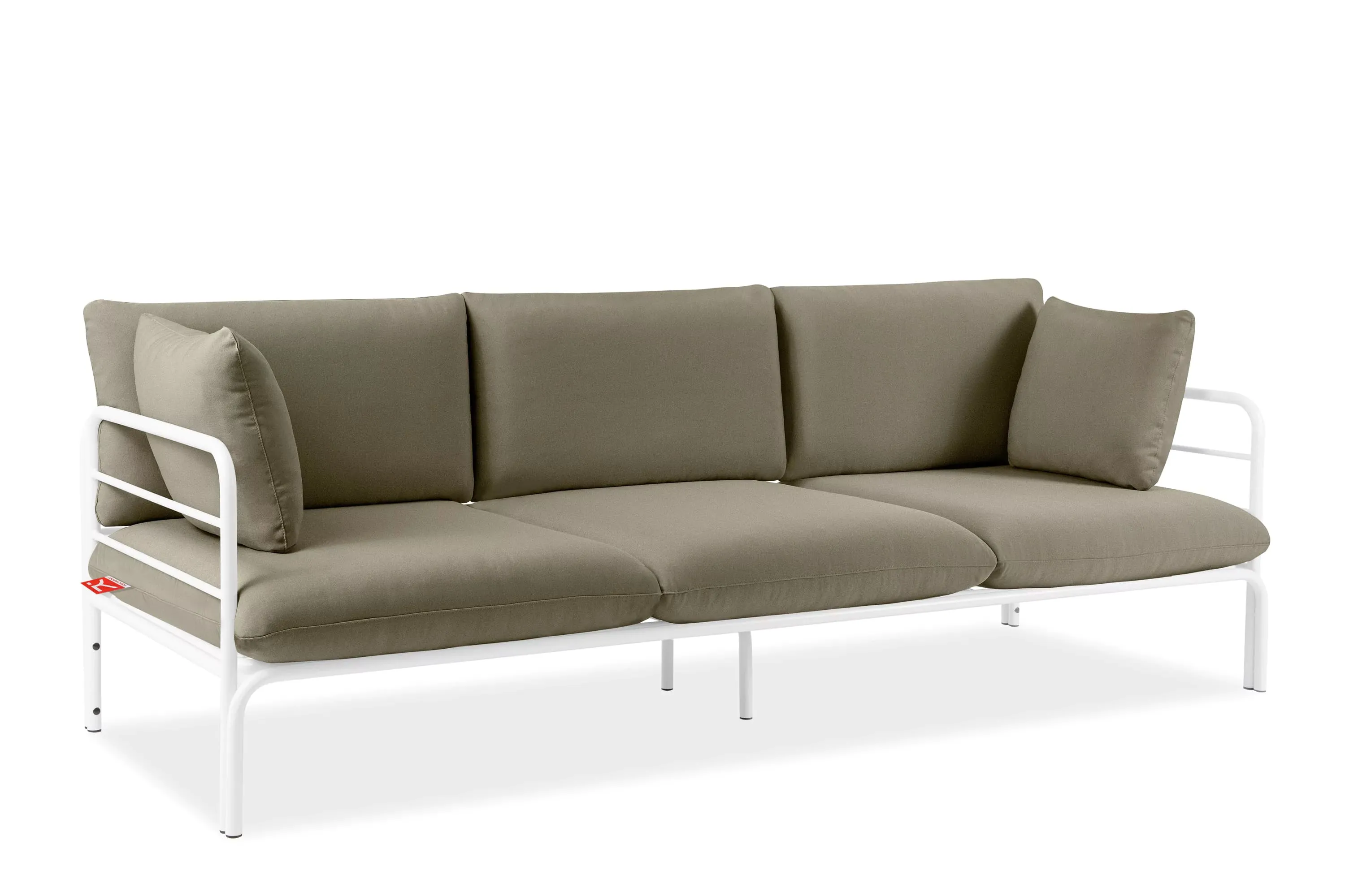 Lauko sofa RAMBI 3, balta/smėlio, 225x80x80 cm