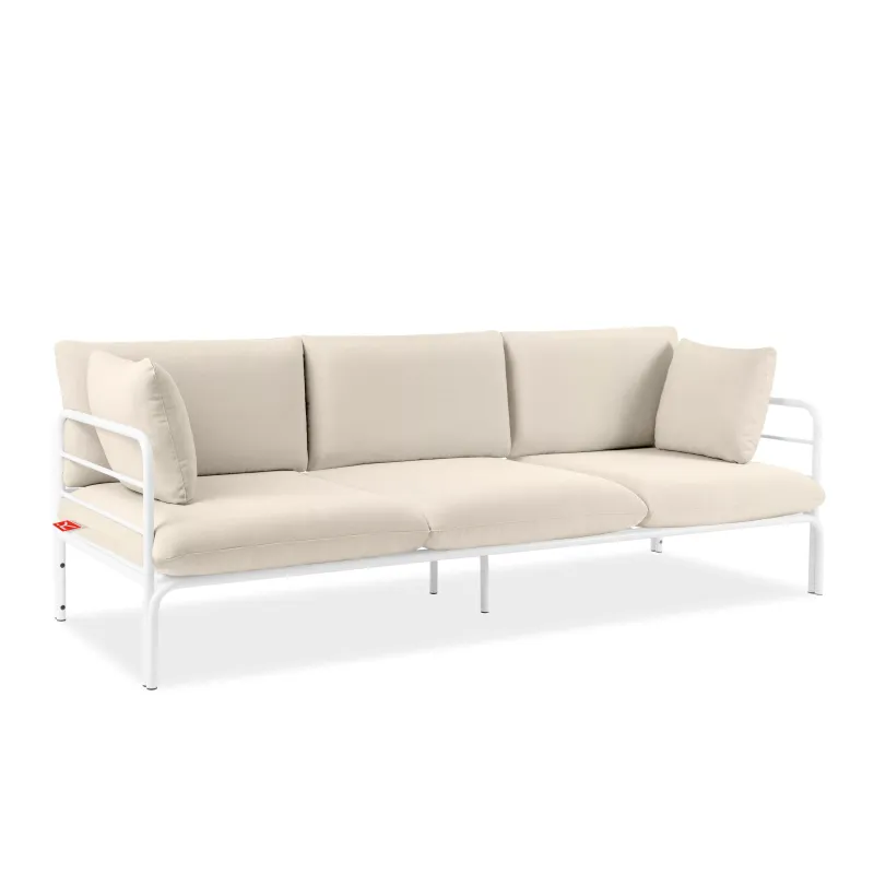 Lauko sofa RAMBI 3, balta/kreminė, 225x80x80 cm
