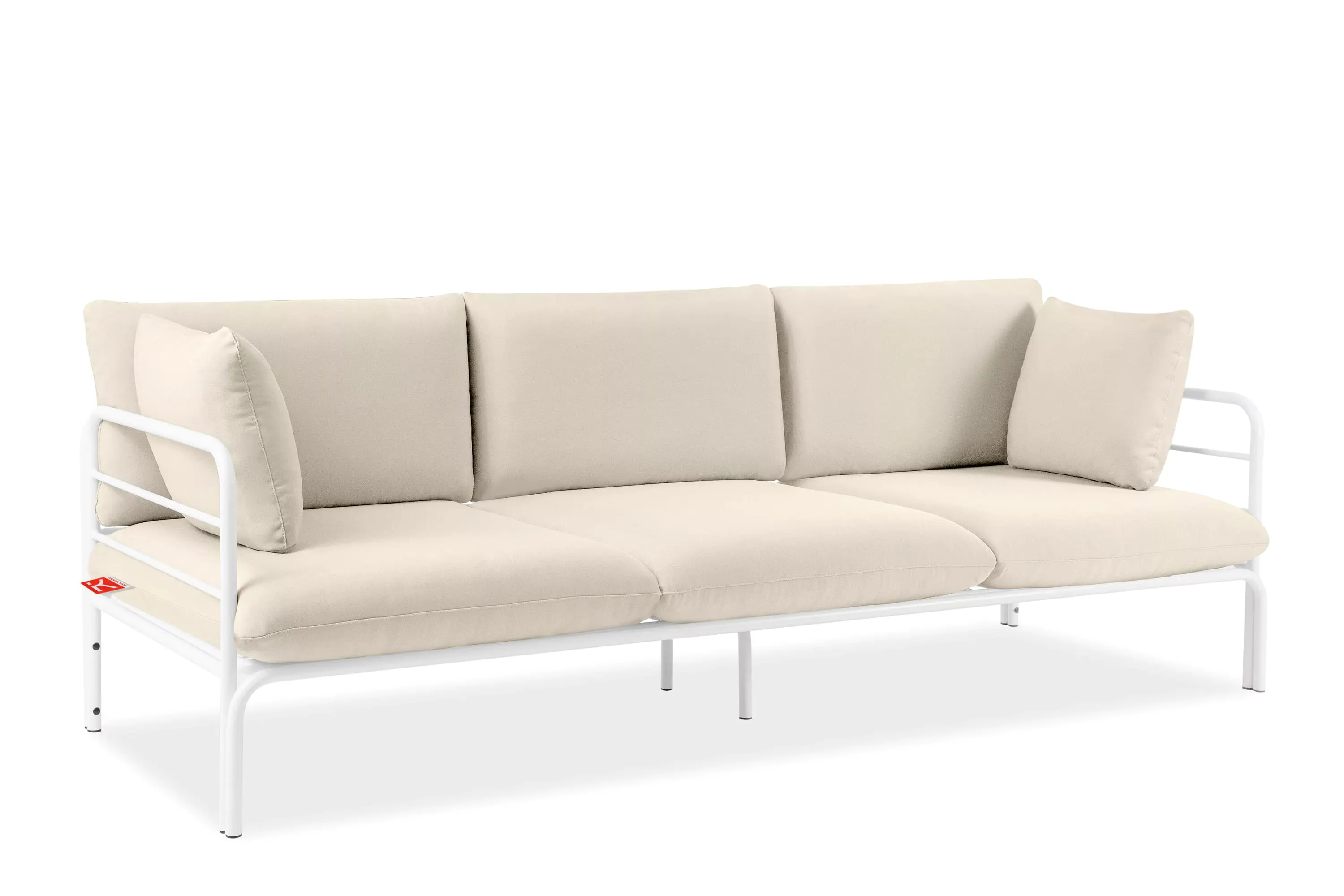 Lauko sofa RAMBI 3, balta/kreminė, 225x80x80 cm