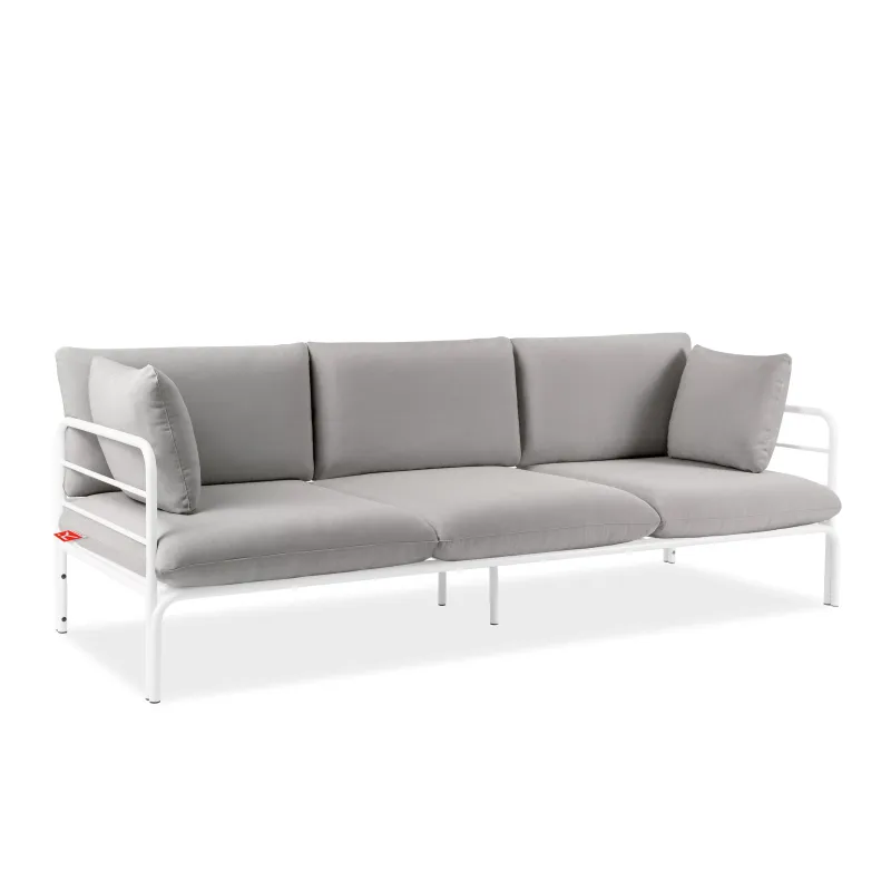 Lauko sofa RAMBI 3, balta/pilka, 225x80x80 cm