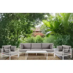 Lauko sofa RAMBI 3, balta/pilka, 225x80x80 cm