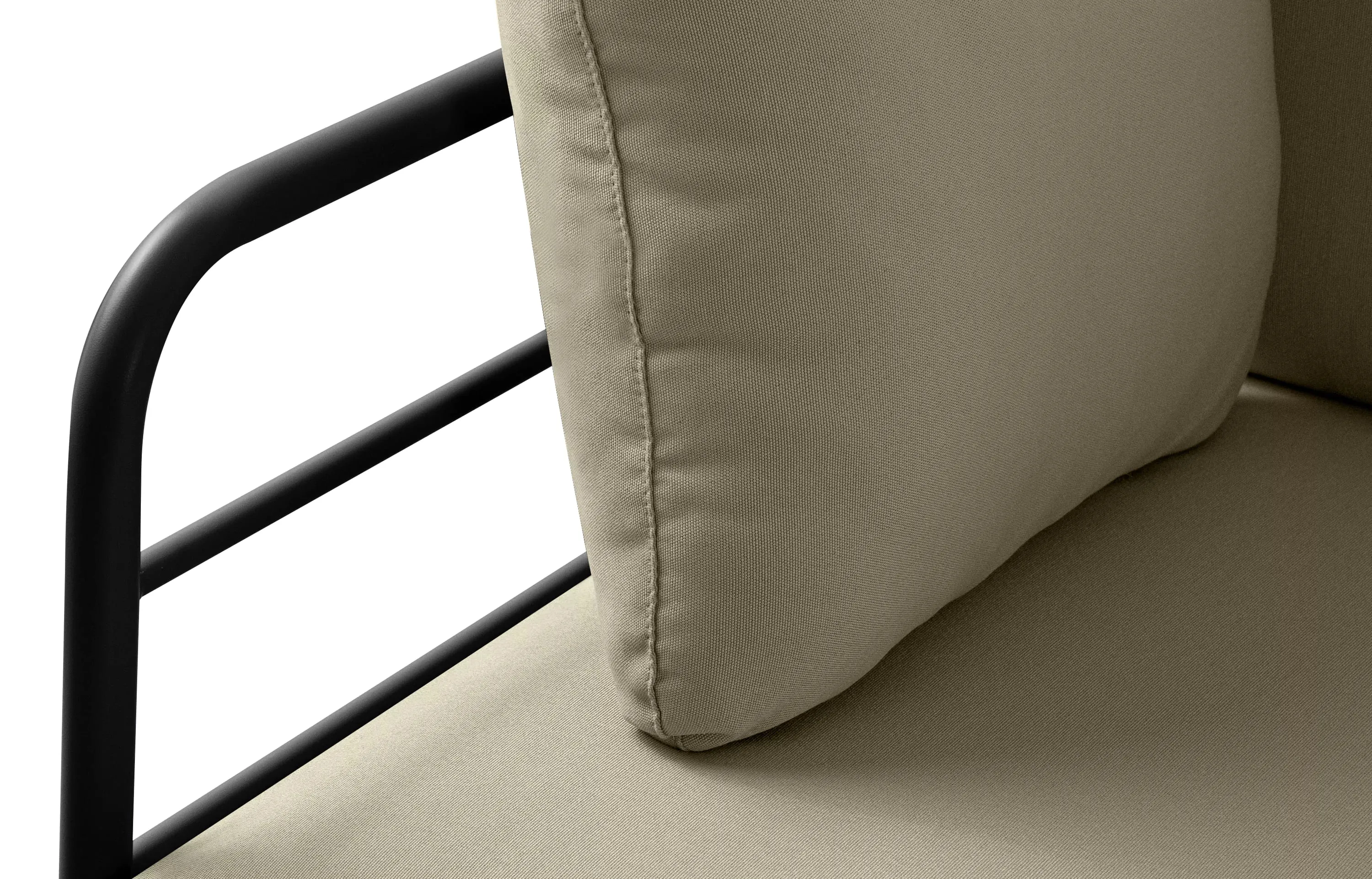 Lauko sofa RAMBI 3, juoda/smėlio, 225x80x80 cm