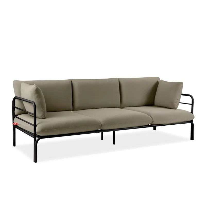 Lauko sofa RAMBI 3, juoda/smėlio, 225x80x80 cm