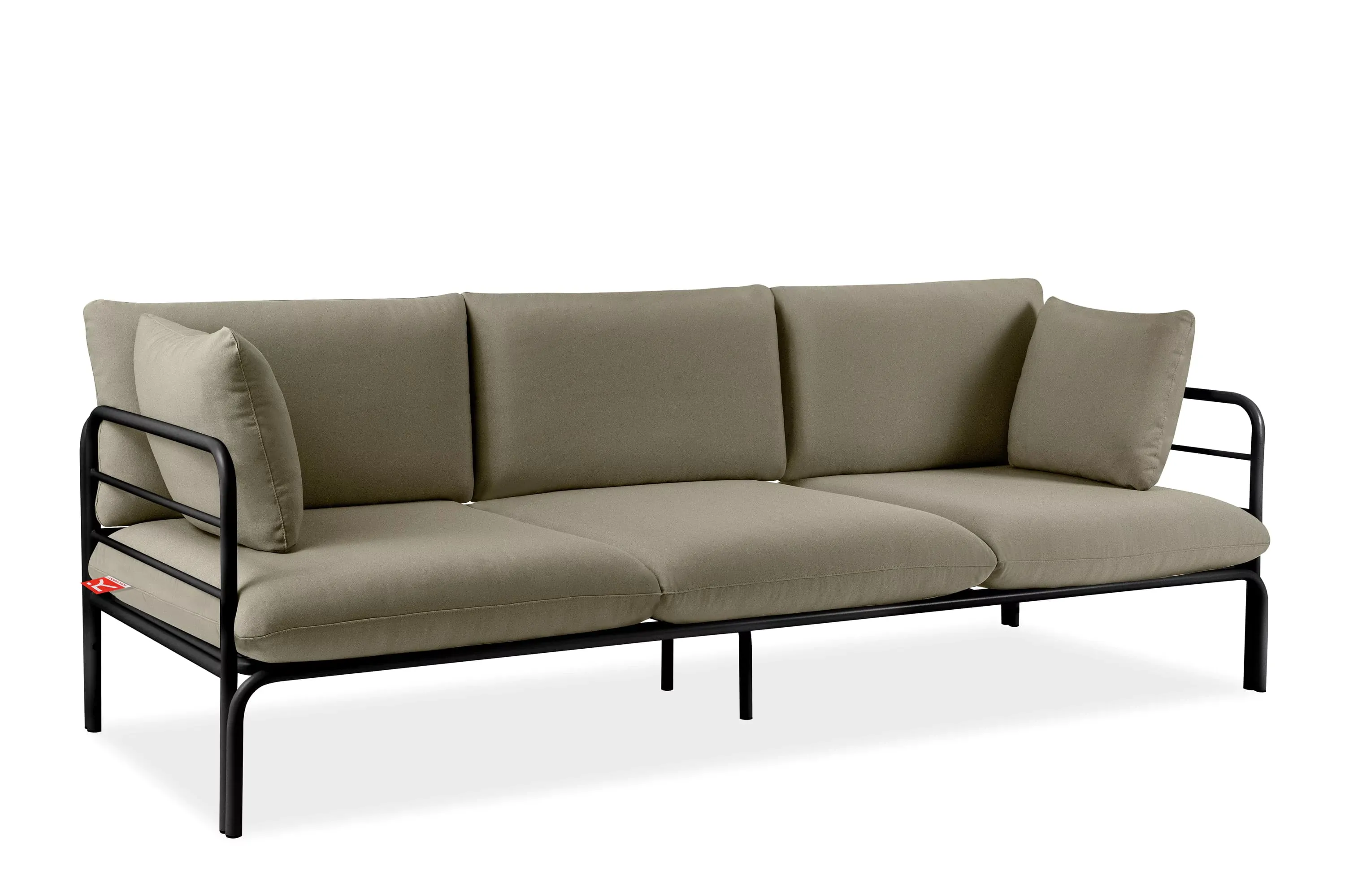 Lauko sofa RAMBI 3, juoda/smėlio, 225x80x80 cm