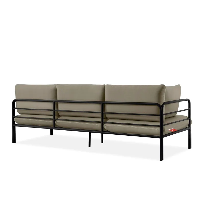 Lauko sofa RAMBI 3, juoda/smėlio, 225x80x80 cm
