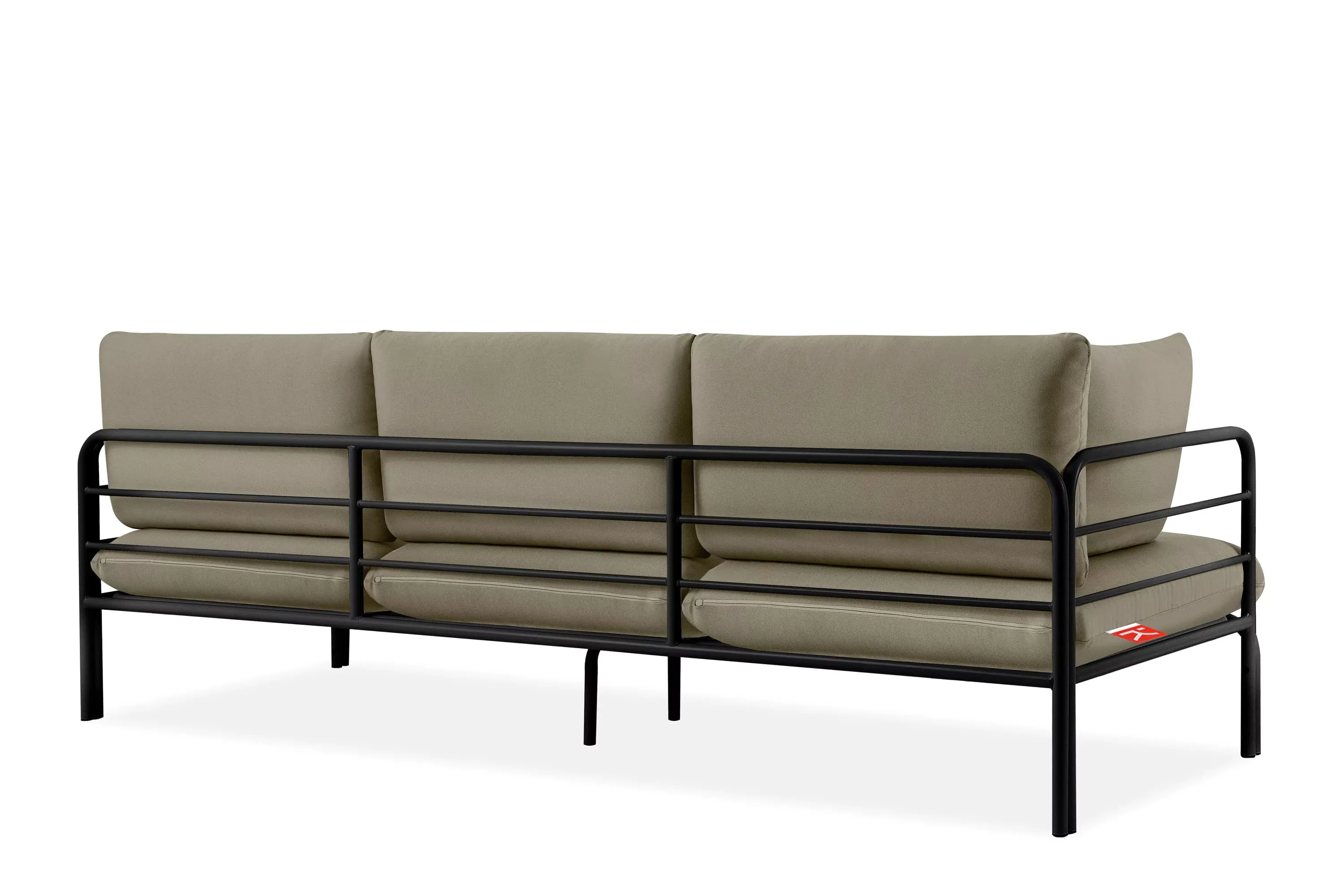 Lauko sofa RAMBI 3, juoda/smėlio, 225x80x80 cm