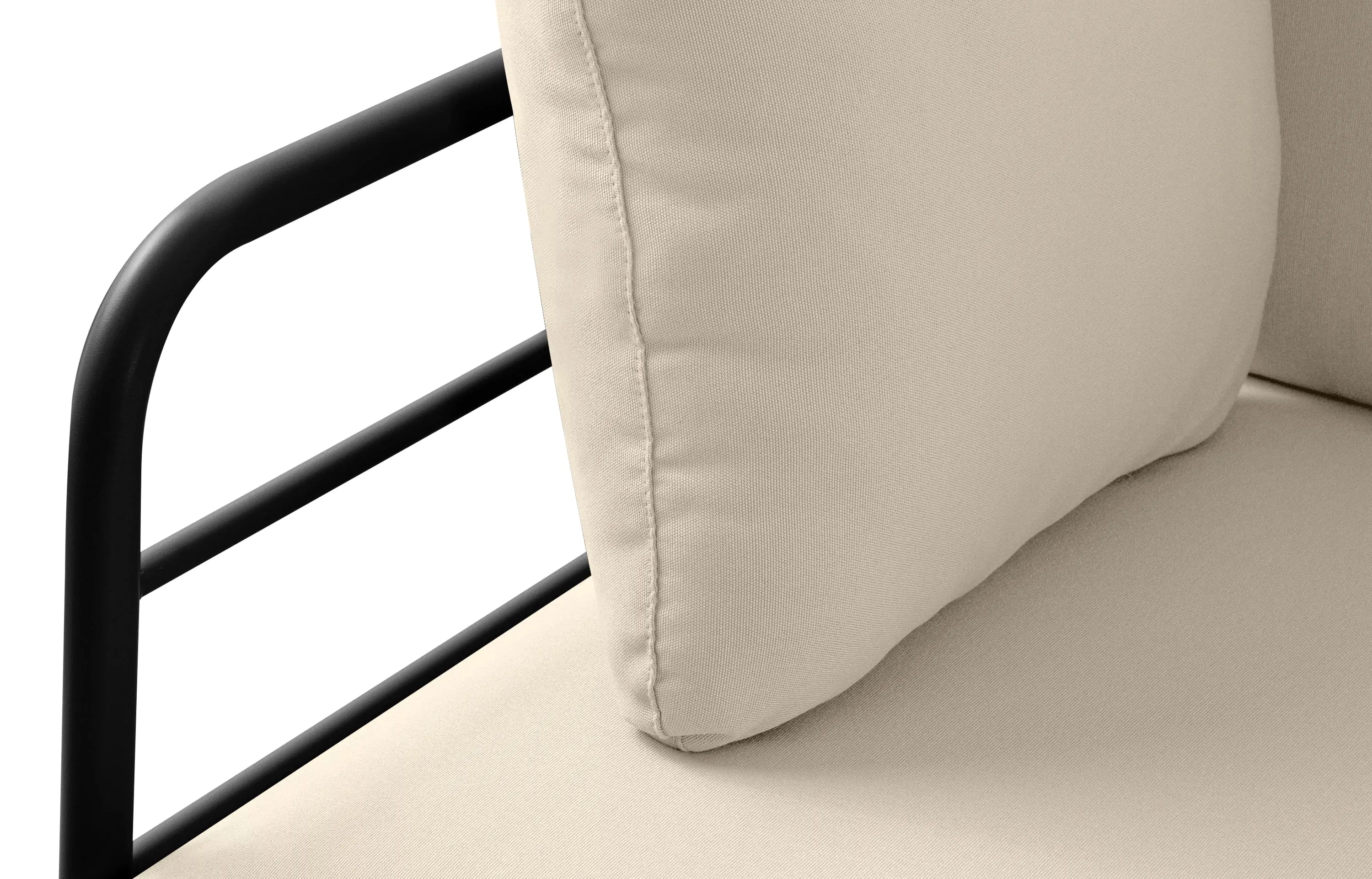 Lauko sofa RAMBI 3, juoda/kreminė, 225x80x80 cm