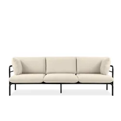 Lauko sofa RAMBI 3, juoda/kreminė, 225x80x80 cm