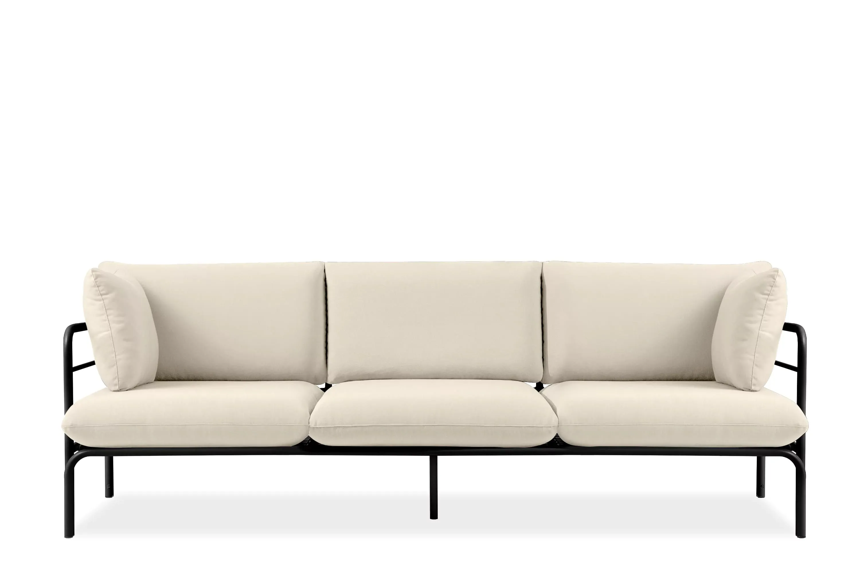 Lauko sofa RAMBI 3, juoda/kreminė, 225x80x80 cm