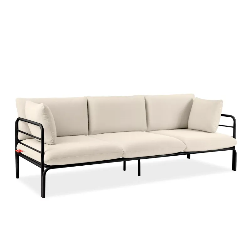 Lauko sofa RAMBI 3, juoda/kreminė, 225x80x80 cm