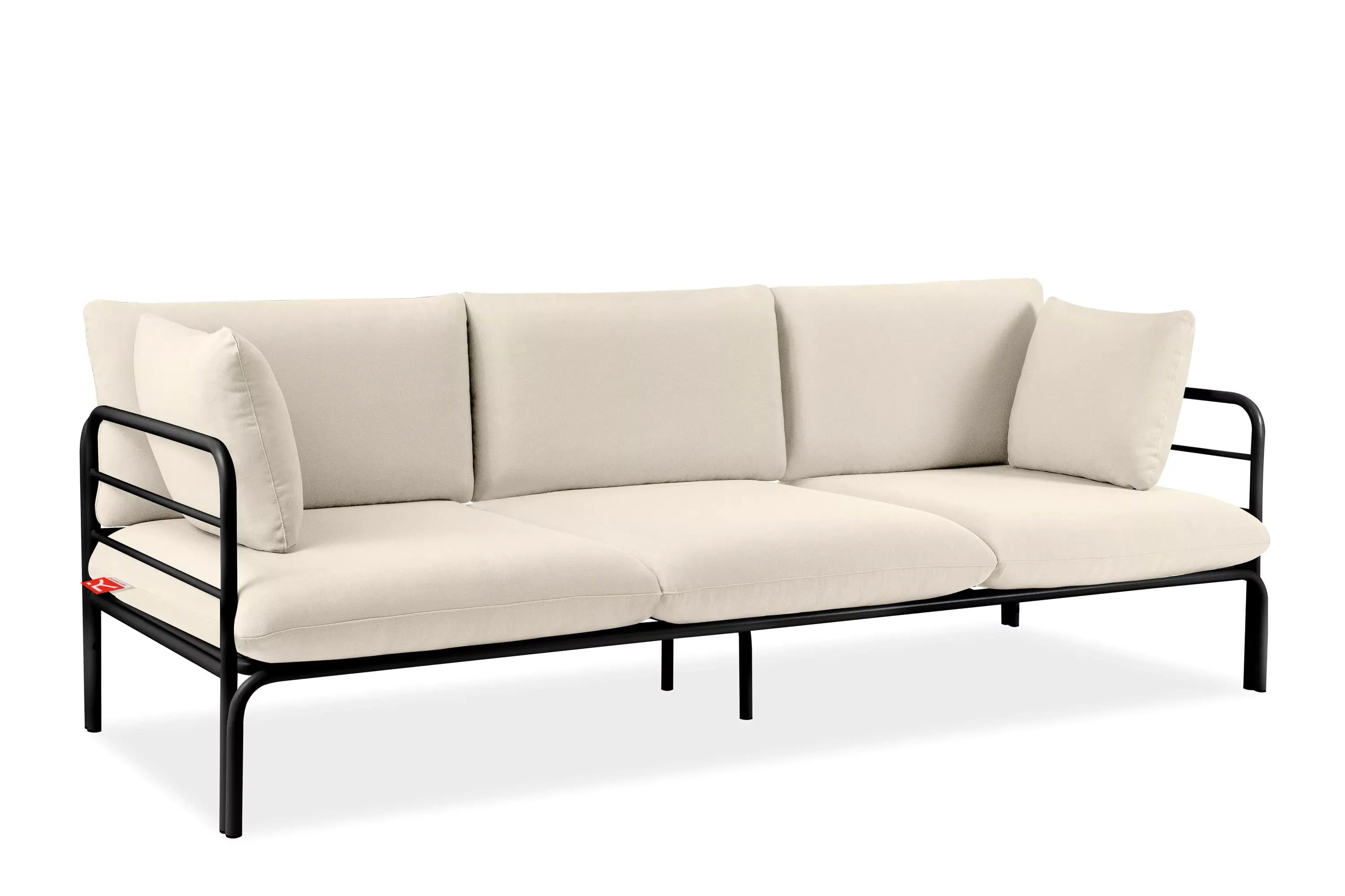 Lauko sofa RAMBI 3, juoda/kreminė, 225x80x80 cm