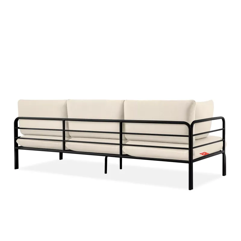 Lauko sofa RAMBI 3, juoda/kreminė, 225x80x80 cm