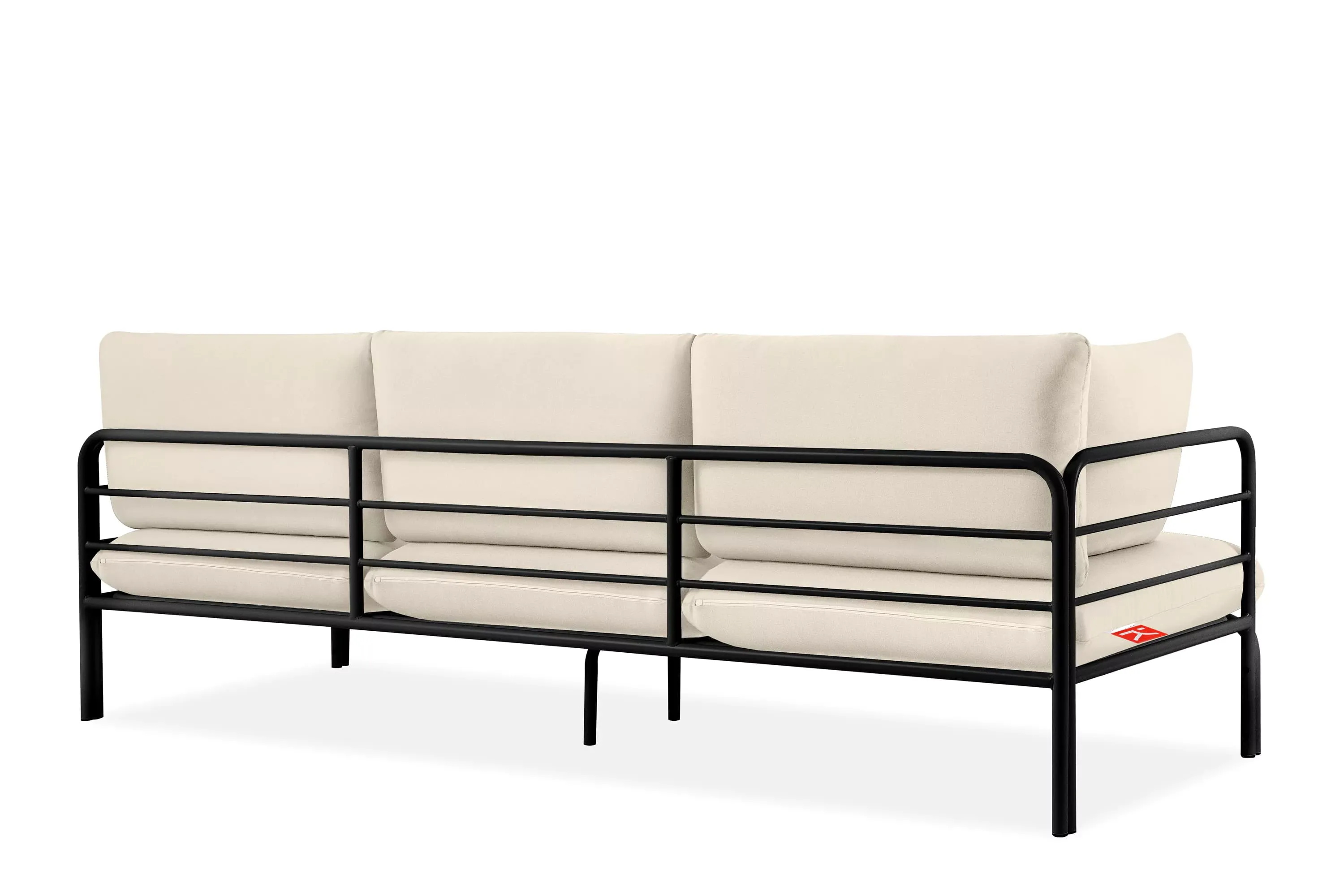 Lauko sofa RAMBI 3, juoda/kreminė, 225x80x80 cm