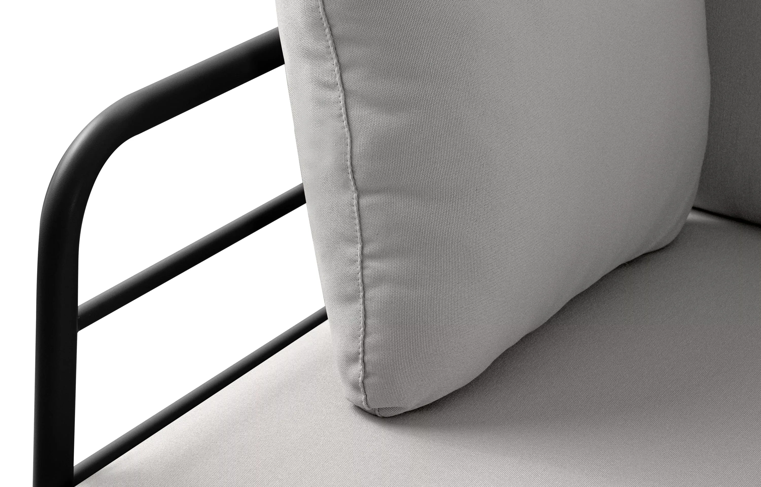 Lauko sofa RAMBI 3, juoda/pilka, 225x80x80 cm