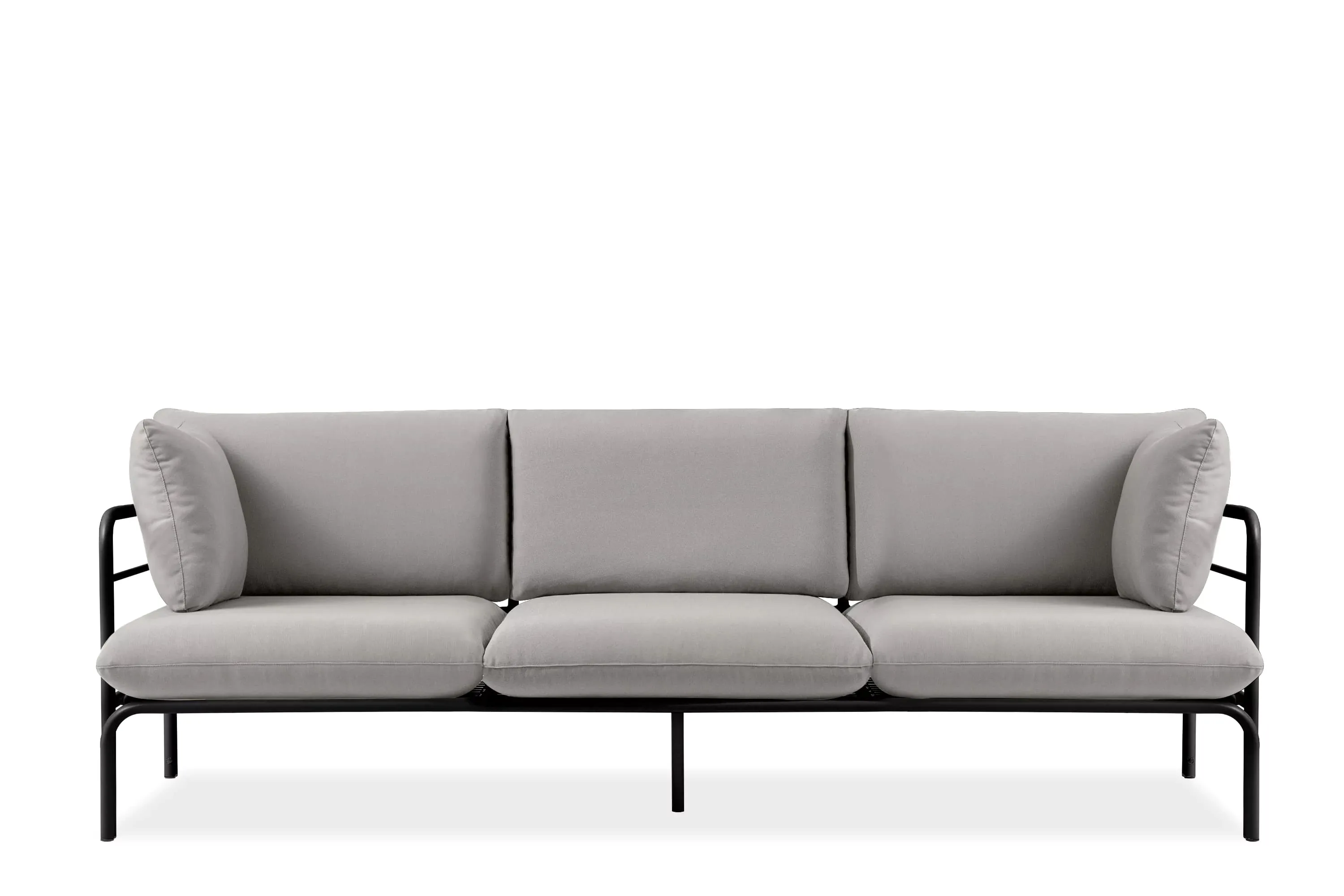 Lauko sofa RAMBI 3, juoda/pilka, 225x80x80 cm