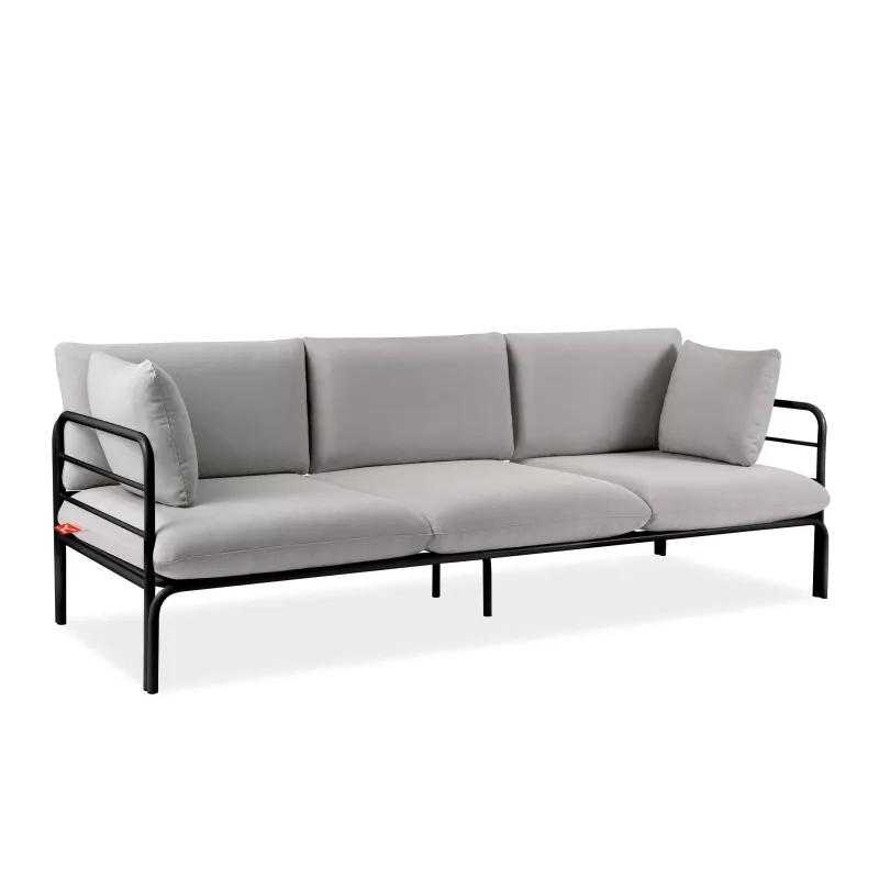 Lauko sofa RAMBI 3, juoda/pilka, 225x80x80 cm